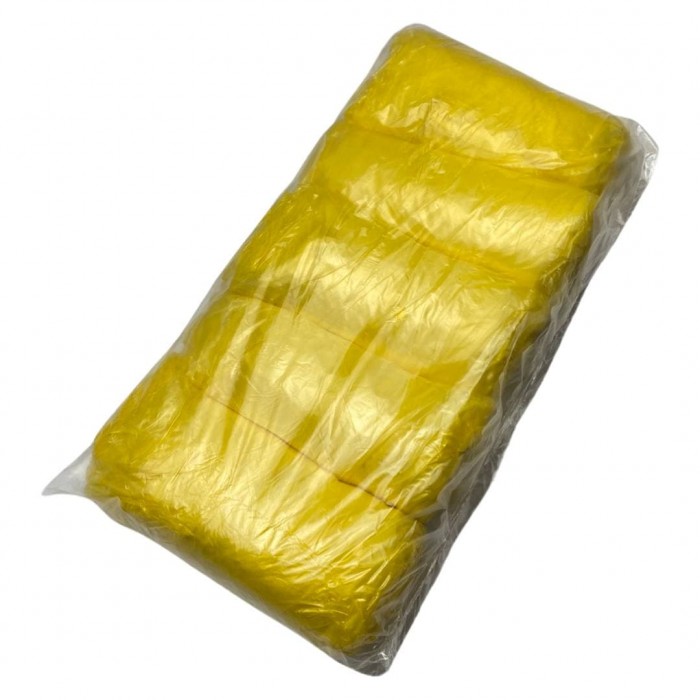 Бахилы полиэтиленовые 3 грамма (13 мкм), 40*14 см     желтые 100 шт (50 пар)