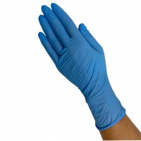 Рукавички одноразові нітрилові без пудри блакитні Navy Blue Mediok 100 шт, 4.2 грам розмір XL