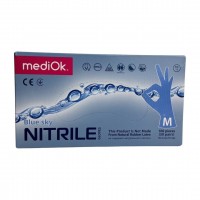 Рукавички одноразові нітрилові без пудри блакитні BlueSky Mediok 100 шт, 3.8 грам розмір M