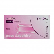 Рукавички одноразові нітрилові без пудри рожеві Rose sapphire Mediok 100 шт, 3.8 грам розмір S