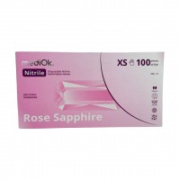 Рукавички одноразові нітрилові без пудри рожеві Rose sapphire Mediok 100 шт, 3.8 грам розмір XS