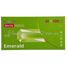 Рукавички одноразові нітрилові без пудри зелені EMERALD Mediok 100 шт, 3.8 грам розмір М