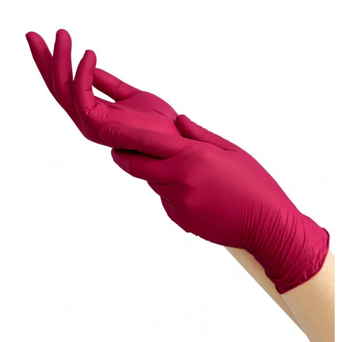 Перчатки одноразовые нитриловые без пудры бордовые RUBY Mediok 100 шт, 3.8 грамм размер М Перчатки одноразовые нитриловые без пудры бордовые RUBY Mediok 100 шт, 3.8 грамм размер М