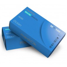 Перчатки одноразовые нитриловые без пудры голубые Ocean Mediok 100 шт, 3.5 грамм размер M