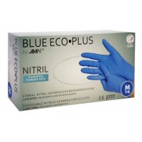 Рукавички одноразові нітрилові без пудри блакитні Ampri BLUE ECO-PLUS щільність 3,8 грам 100 шт розмір М