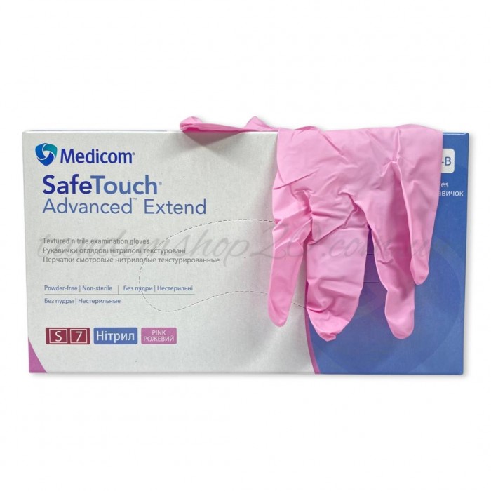Перчатки нитриловые без пудры Medicom, 100 шт, светло розовые 3,8 грамма   размер S