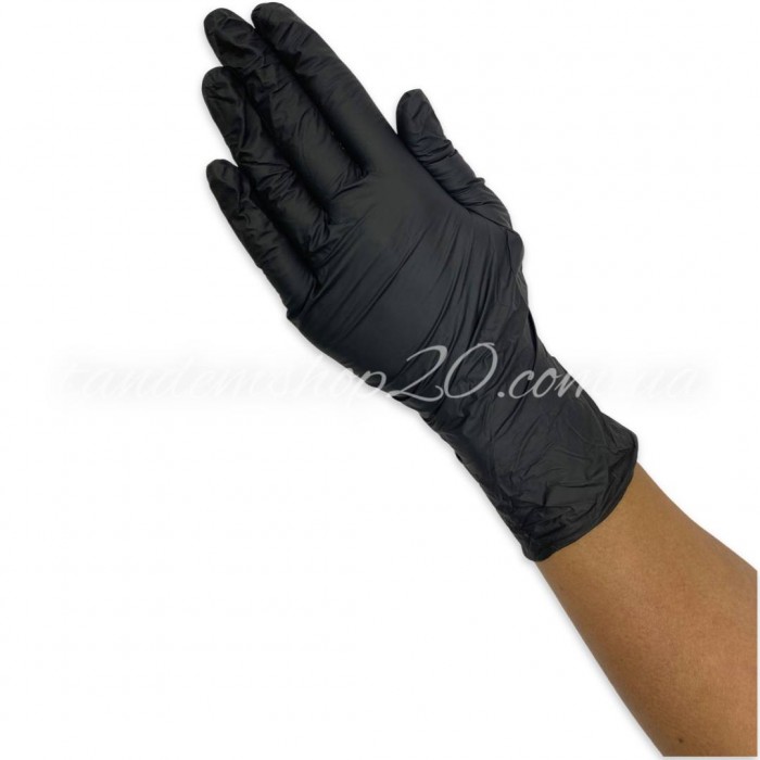 Перчатки одноразовые нитриловые без пудры  Medicom 100 шт черные   плотные 5 грамм размер M