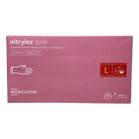 Рукавички одноразові нітрилові без пудри рожеві PINK Mercator Nitrilex 100 шт 3.5 грама розмір L
