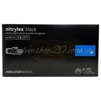Рукавички одноразові нітрилові без пудри чорні Mercator Nitrylex 100 шт 4.1 грама розмір M