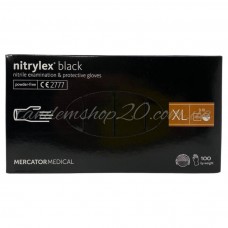 Рукавички одноразові нітрилові без пудри чорні Mercator Nitrylex 100 шт 4.1 грама розмір XL