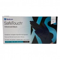 Рукавички одноразові нітрилові без пудри чорні Medicom SafeTouch Advanced Black 100 шт, 3,6 грам розмір XS