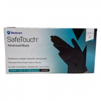 Рукавички одноразові нітрилові без пудри чорні Medicom SafeTouch Black 100 шт, 3.5 грам розмір M