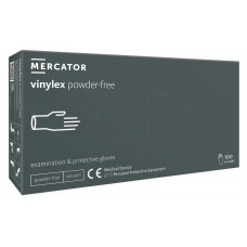 Рукавички одноразові вінілові без пудри прозорі Mercator 100 шт  розмір M