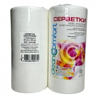 Серветки в рулоні з перфорацією CleanComfort розмір 20*20, спанлейс, щільність 50 г/м2, (100 шт), структура комбінована гладка + сітка