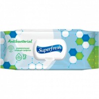 Вологі серветки в упаковці з клапаном Super Fresh, антибактеріальна, 72 шт