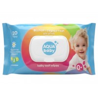 Влажные салфетки в упаковке с клапаном Aqua Baby Chamomile, с экстрактом стада, календулы и ромашки 120 шт