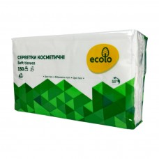 Салфетки косметические в полиэтиленовой упаковке Ecolo Ruta двухслойные белые 150 шт