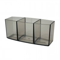 Контейнер прозрачный тройной для кисточек и другого цвет черный 1 шт