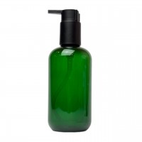 Флакон пластиковий зелений для рідини, діаметр горлечка 24 мм з чорним дозатором 250 мл