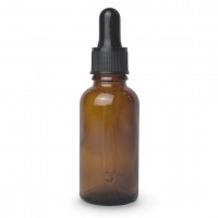 Флакон стеклянный коричневый с черной пипеткой для косметических средств 30 мл