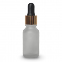 Флакон стеклянный матовый с черно-золотой пипеткой для косметических средств 15 мл