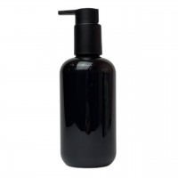 Флакон пластиковый черный для жидкости, диаметр горлышка 24 мм с черным дозатором 250 мл