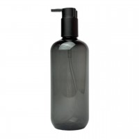 Флакон пластиковый полупрозрачный графитовый для жидкости, диаметр горлышка 24 мм с черным дозатором 400 мл
