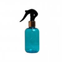 Флакон пластиковий бірюзовий для рідини з розпилювачем колір чорно-золотий 200 мл