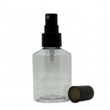 Флакон пластиковий для рідини прозорий кришкою-спрей колір чорний 65 мл