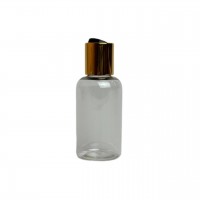 Флакон пластиковий прозорий для рідини з кришкою диск-топ колір чорно-золотий  60 мл