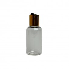 Флакон пластиковий прозорий для рідини з кришкою диск-топ колір чорно-золотий  60 мл