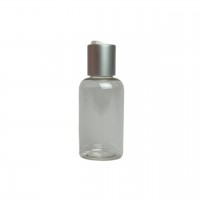 Флакон пластиковий прозорий для рідини з кришкою диск-топ колір біло-срібний 60 мл