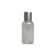 Флакон пластиковий прозорий для рідини з кришкою диск-топ колір біло-срібний 60 мл