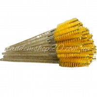 Щеточки нейлоновые для бровей и ресниц, цвет желтый, ручка с блестками, упаковка 50 шт