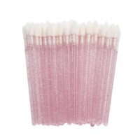 Макробраши велюровые аппликаторы для бровей, ресниц, губ БЛЕСТКИ розовые 50 шт/упаковка
