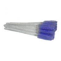 Щеточки нейлоновые для бровей и ресниц, серебряная ручка с блестками сиреневый ворс, упаковка 50 шт