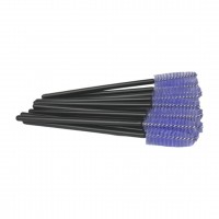 Щіточки нейлонові для брів та вій, колір чорна ручка бузковий ворс, упаковка 50 шт