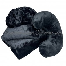 Комплект махровий з подушкою Підкова на кушетку велсофт полірований, колір чорний