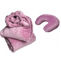 Комплект махровий з подушкою Підкова на кушетку велсофт полірований, Плед: 107 х 180 см Чохол: 80 х 220 см, колір рожевий