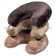 Махрова подушка підголовник Підкова для кушетки та масажного столу колір шоколад