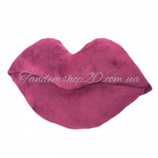 Декоративная велюровая подушка губы, размер 46*25, цвет бордовый