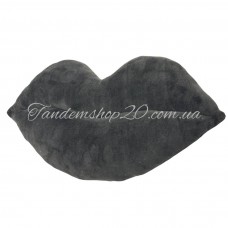 Декоративная велюровая подушка губы, размер 46*25, цвет черный