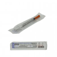 Шприц ін'єкційний інсуліновий трикомпонентний одноразовий стерильний 1 мл (ml) U-100, з інтегрованою голкою 30G 0.30x13 мм (mm) mediOk