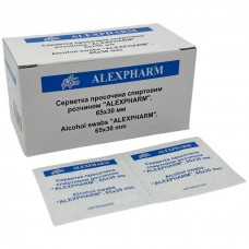 Салфетка пропитанная спиртовым раствором ALEXPHARM упаковка 100 шт размер 65х30 мм